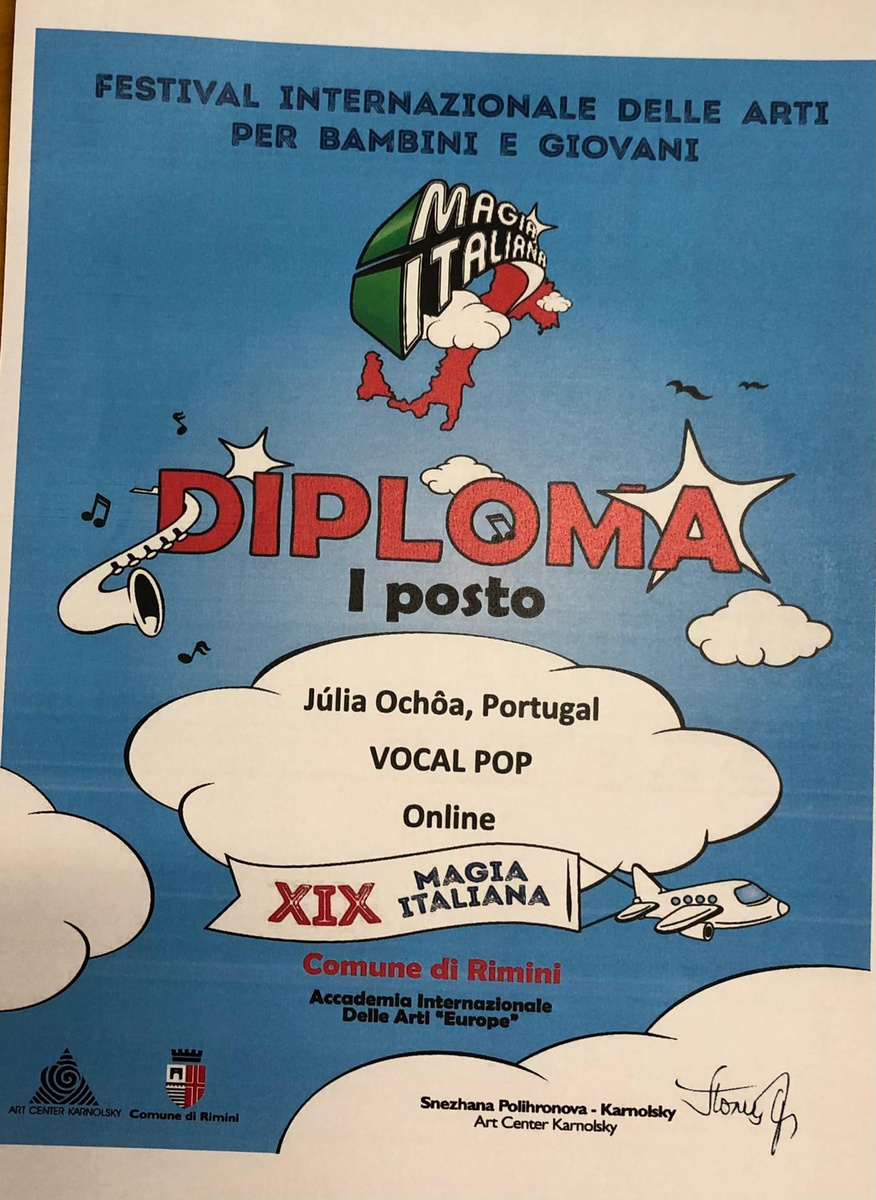 1.º lugar no Festival Internacional de artes para crianças e jovens 'Magia Italiana'