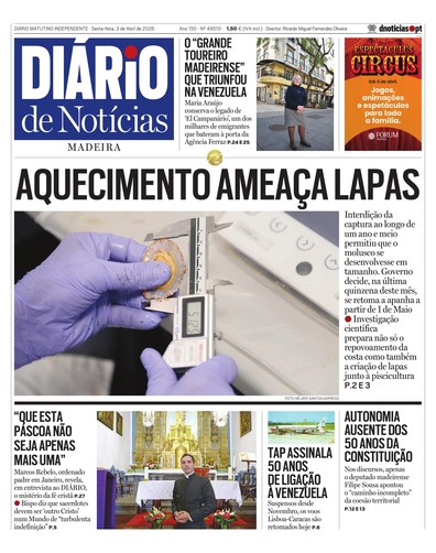 Edição do dia 3 Abril 2026 da pubicação Diário de Notícias