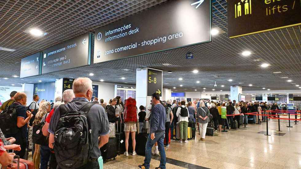 Aerial view of Madeira Airport during windy conditions
