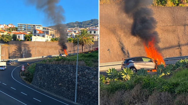 Veicolo prende fuoco all'uscita della Via Rápida a Câmara de Lobos