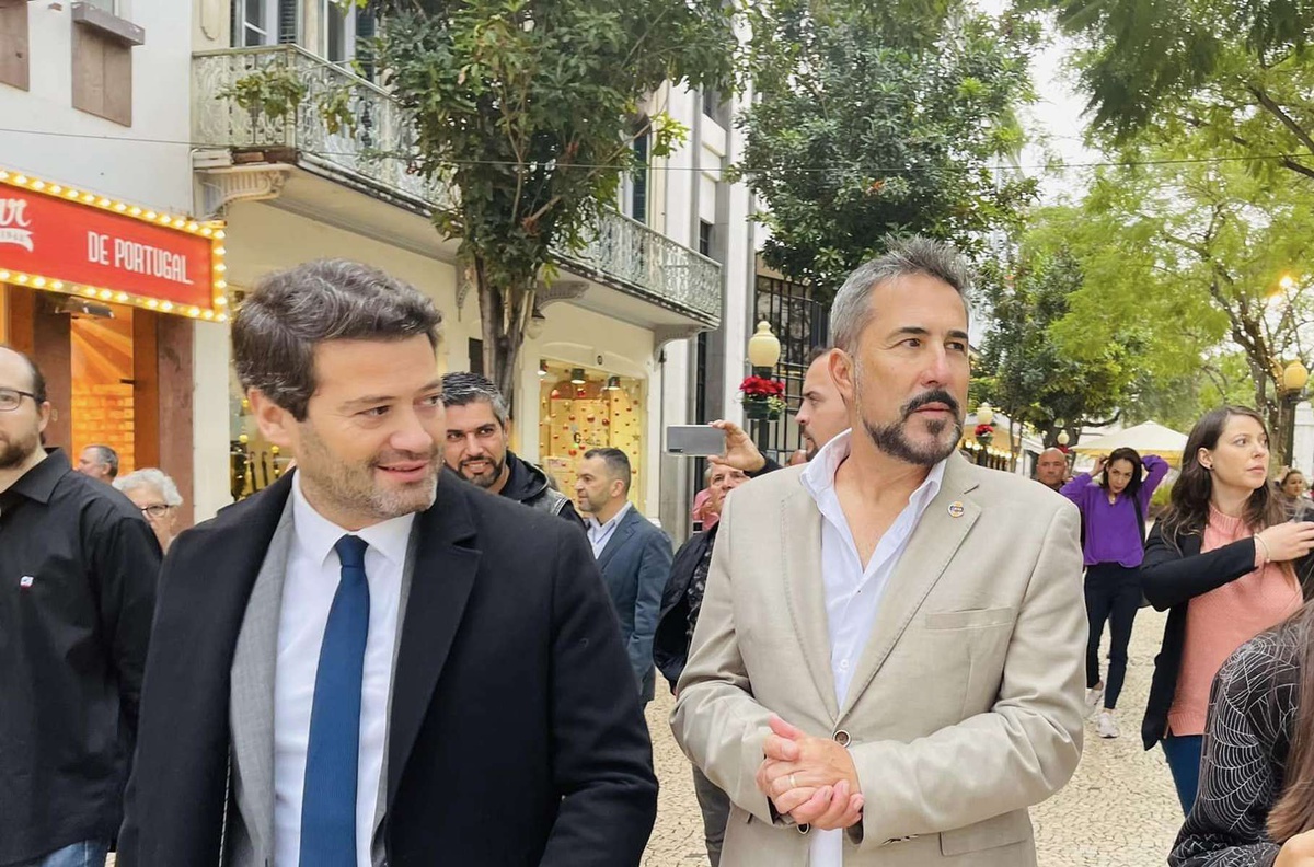 André Ventura com Miguel Castro na última vez que esteve na Madeira, em Dezembro de 2022.