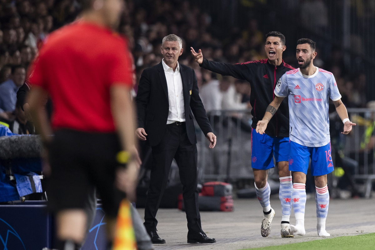No encontro frente ao Young Boys, para a Liga dos Campeões, Cristiano Ronaldo esteve junto a Solskjaer.