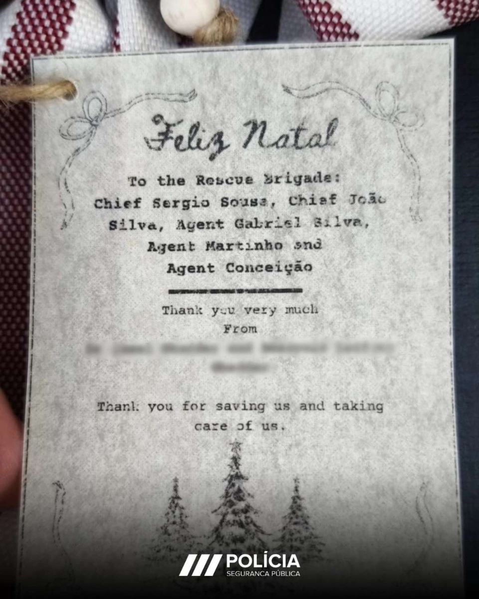 Mensagem enviada pelos turistas às entidades que os ajudaram quando se perderam, em Outubro, enquanto percorriam uma levada.