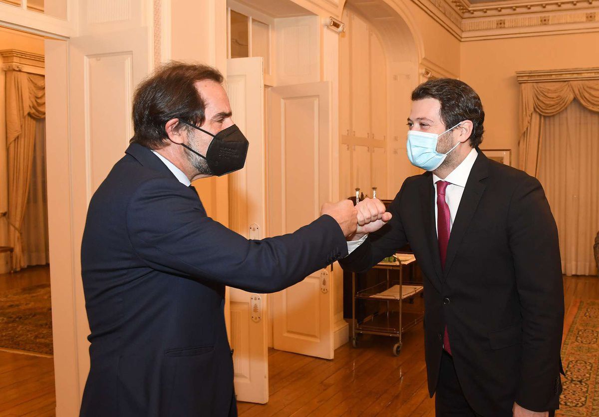 Miguel Albuquerque e André Ventura na Quinta Vigia , Foto da ASPRESS captada em Fevereiro de 2021