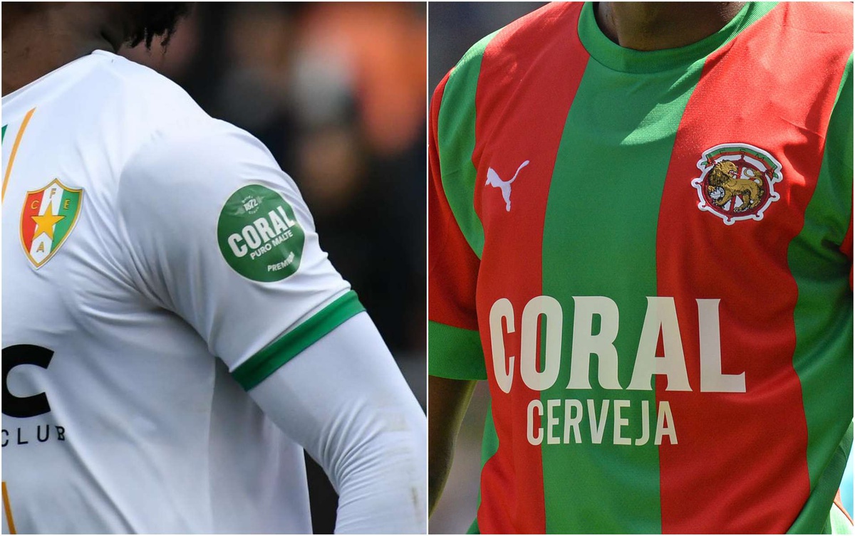 'Marca' Coral está presente nos equipamentos de ambos os clubes.