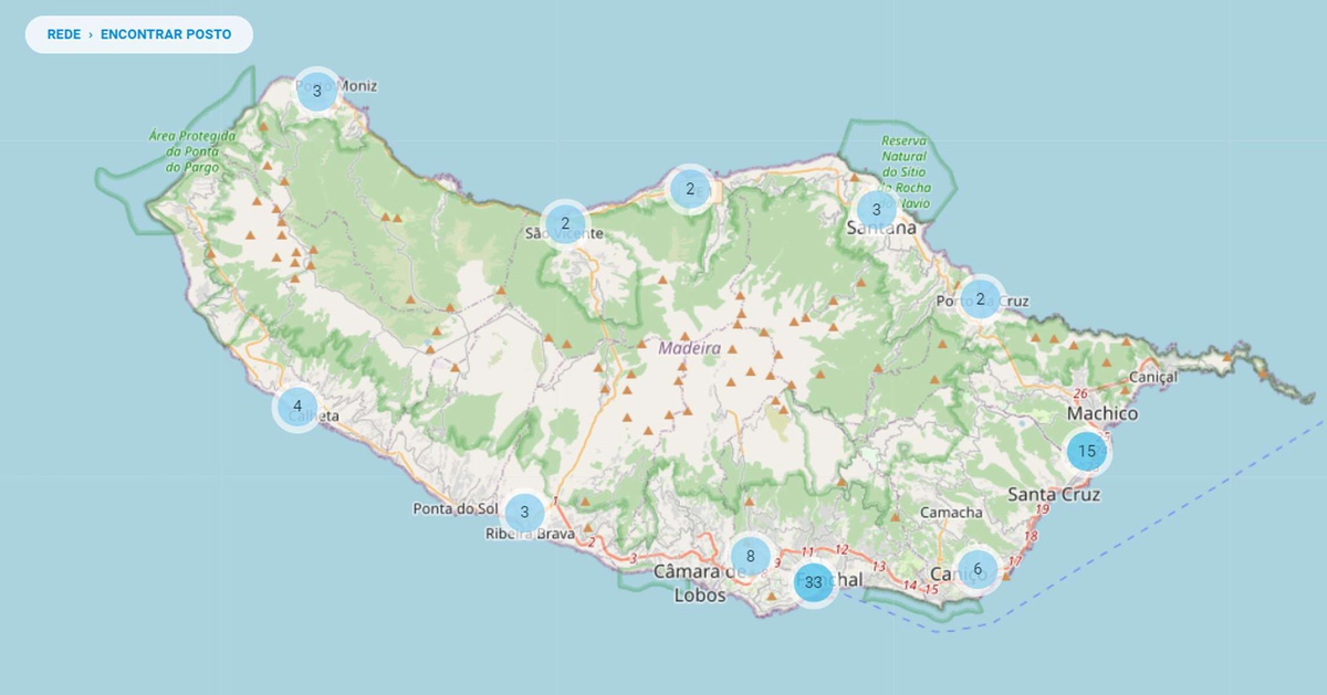 Rede de postos de carregamento na Região