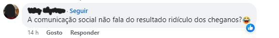 Comentário deixado por um internauta na rede social Facebook