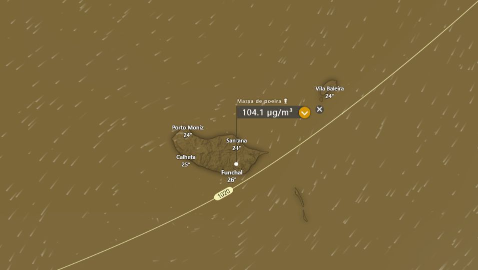 Concentração de poeira no ar esta tarde.