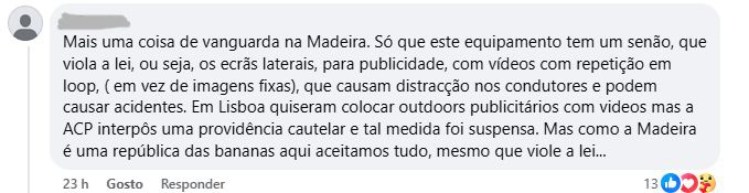 Comentário deixado na notícia do DIÁRIO 'Dois abrigos 'greenstation' inaugurados no Funchal'