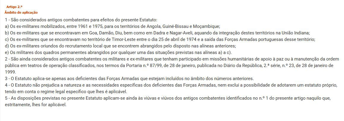 Lei n.º 46/2020, de 20 de Agosto que prova o Estatuto do Antigo Combatente&nbsp;&nbsp;
