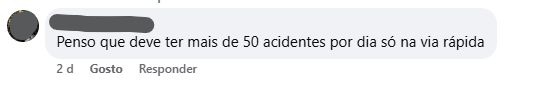 Comentário deixado nas redes sociais do DIÁRIO