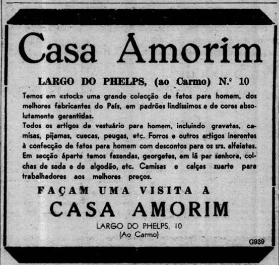 Os primeiros anúncios da Casa Amorim publicados no DIÁRIO, a 31 de Julho de 1949, dirigiam-se tanto aos clientes como aos alfaiates, numa época em que a roupa por medida ainda fazia parte do quotidiano dos madeirenses.