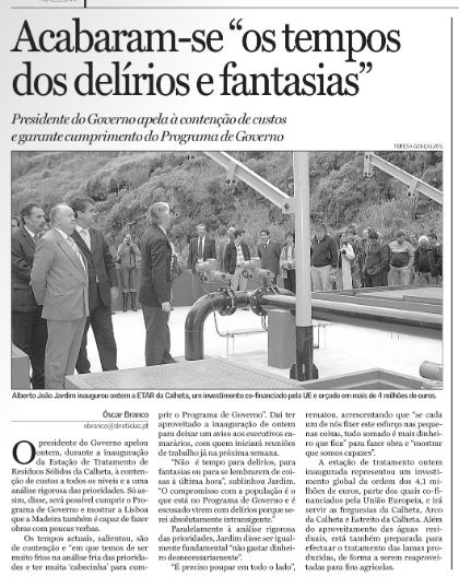 5 de Janeiro de 2007 foi tempo de realizar a inauguração