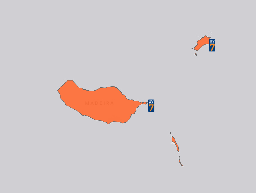 Madeira (7) e Porto Santo (7) apresentam risco elevado de exposição aos raios ultravioleta.