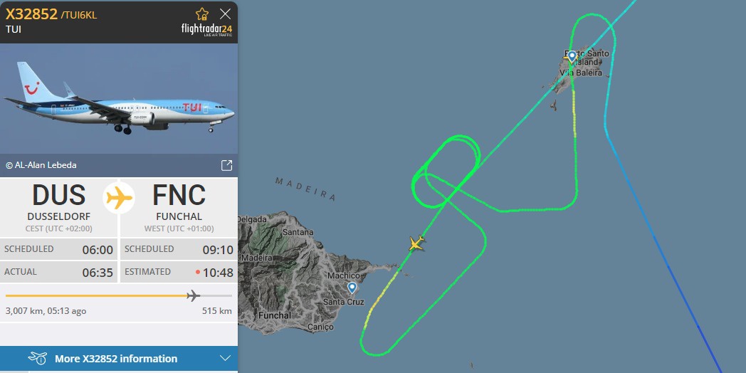 O avião da TUI Fly divergiu para Lanzarote e a aeronave da Transavia aterrou em Tenerife.