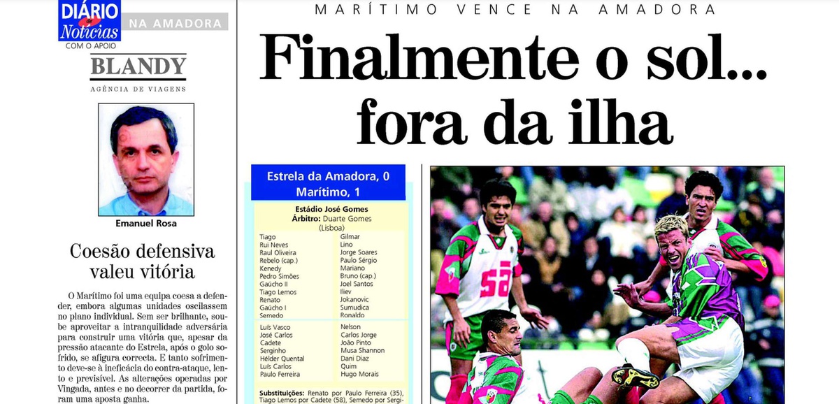 Recortes da crónica redigida por Emanuel Rosa.