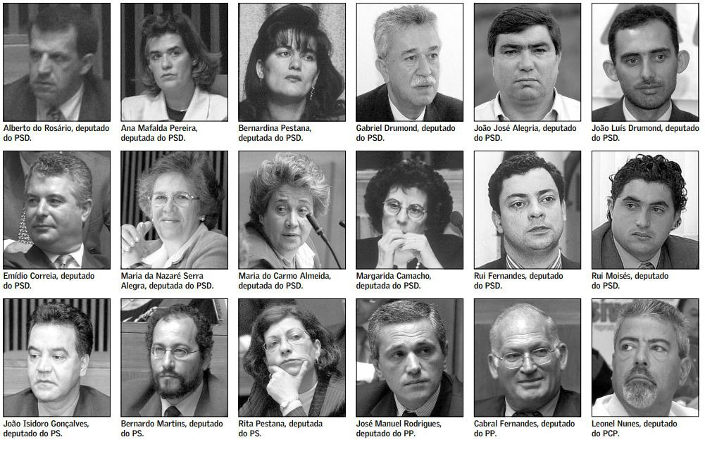 Os 18 deputados que, caso voltassem a ter assento no parlamento, teriam direito à subvenção vitalícia.