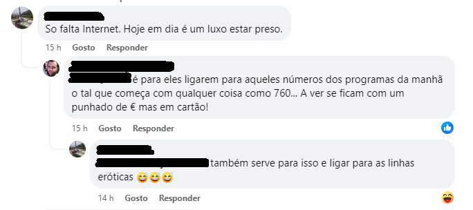 Comentários no Facebook em relação ao anúncio da instalação de telefones nas celas do Estabelecimento Prisional do Funchal.