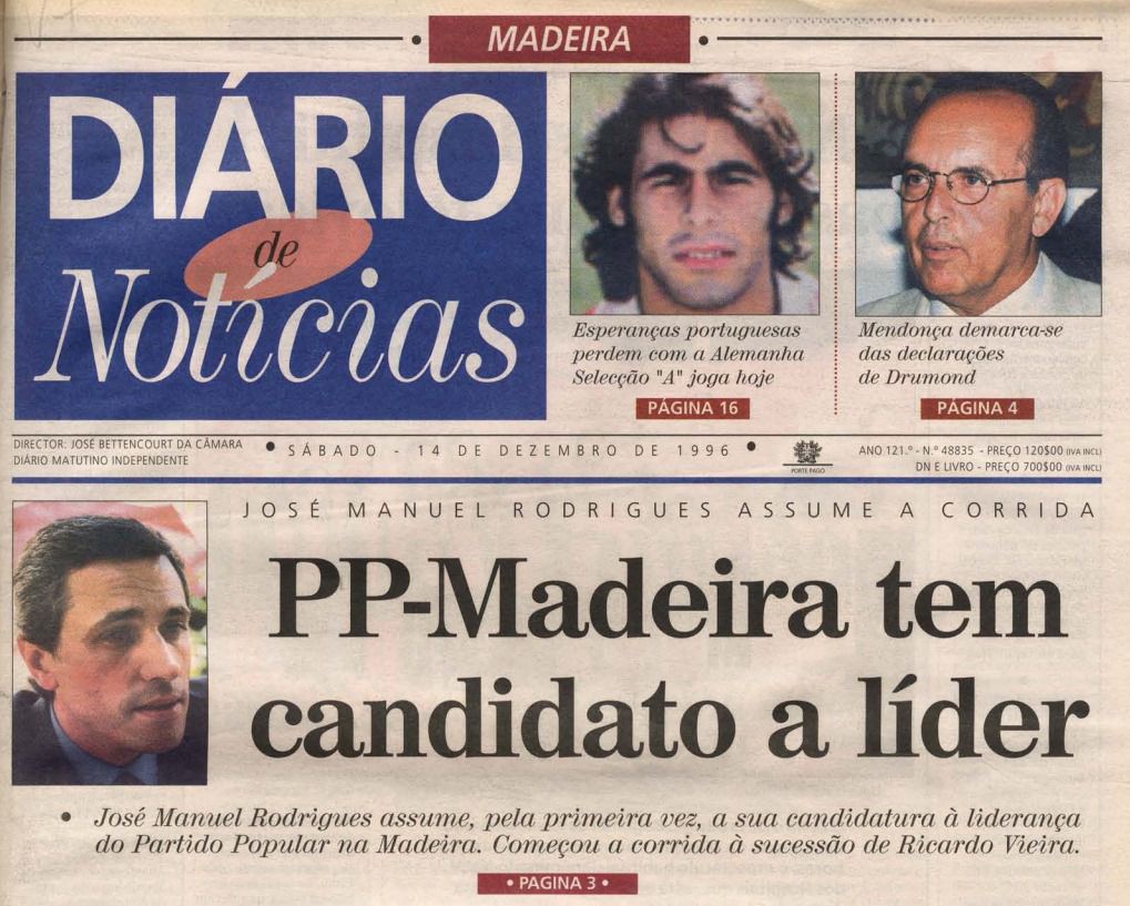 Foi em 1996 que José Manuel Rodrigues assimiu a liderança do CDS/PP Madeira.&nbsp;