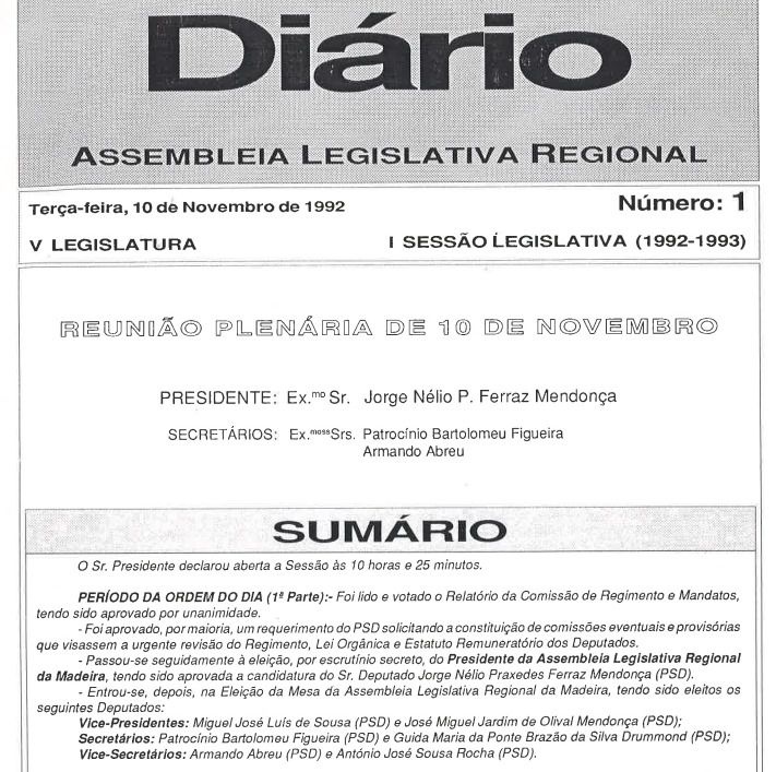 Miguel de Sousa foi eleito vice-presidente do parlamento madeirense em Novembro de 1992, partilhando o cargo com Miguel Mendonça, que, na legislatura seguinte, viria a ser presidente da Assembleia Regional.&nbsp;