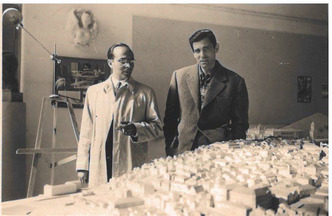 Estudante no IST, meados da década de 1940 (à esquerda)