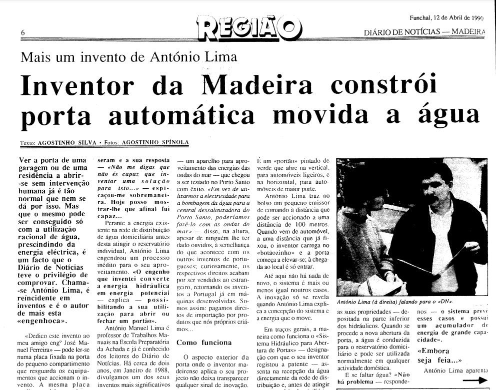 Notícia de 12 de Abril de 1990.