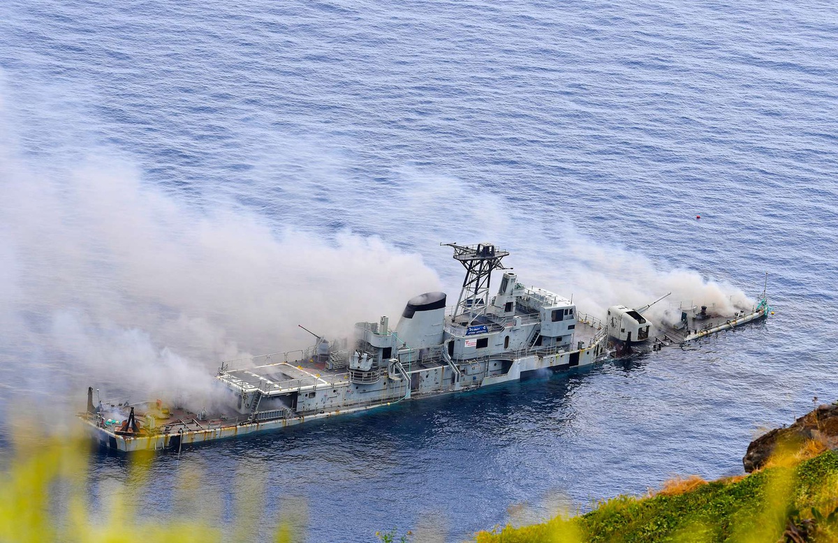 Afundamento da corveta 'Afonso Cerqueira', ao largo do Cabo Girão, a 4 de Setembro de 2018. FOTO RUI SILVA/ASPRESS