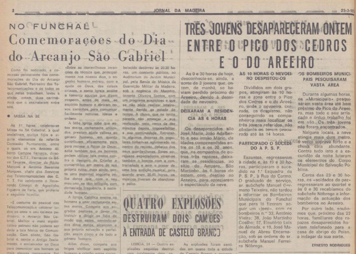 Excerto da edição do 'Jornal da Madeira' de 25 de Março de 1974.