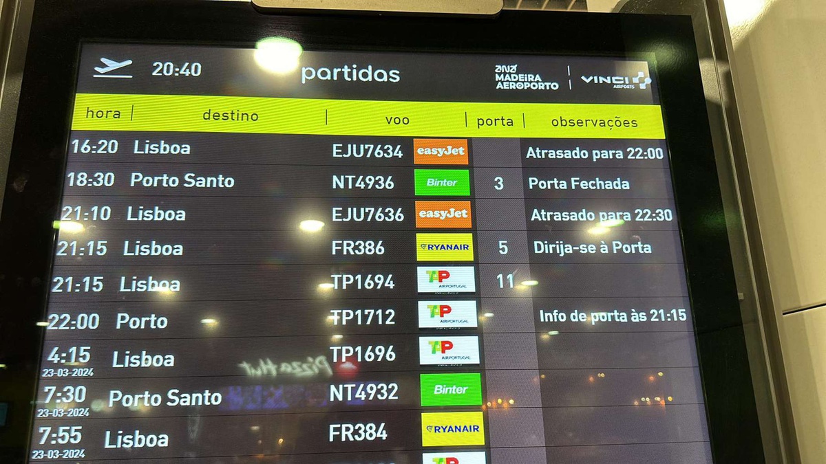 Esta é a informação que consta no Aeroporto da Madeira.