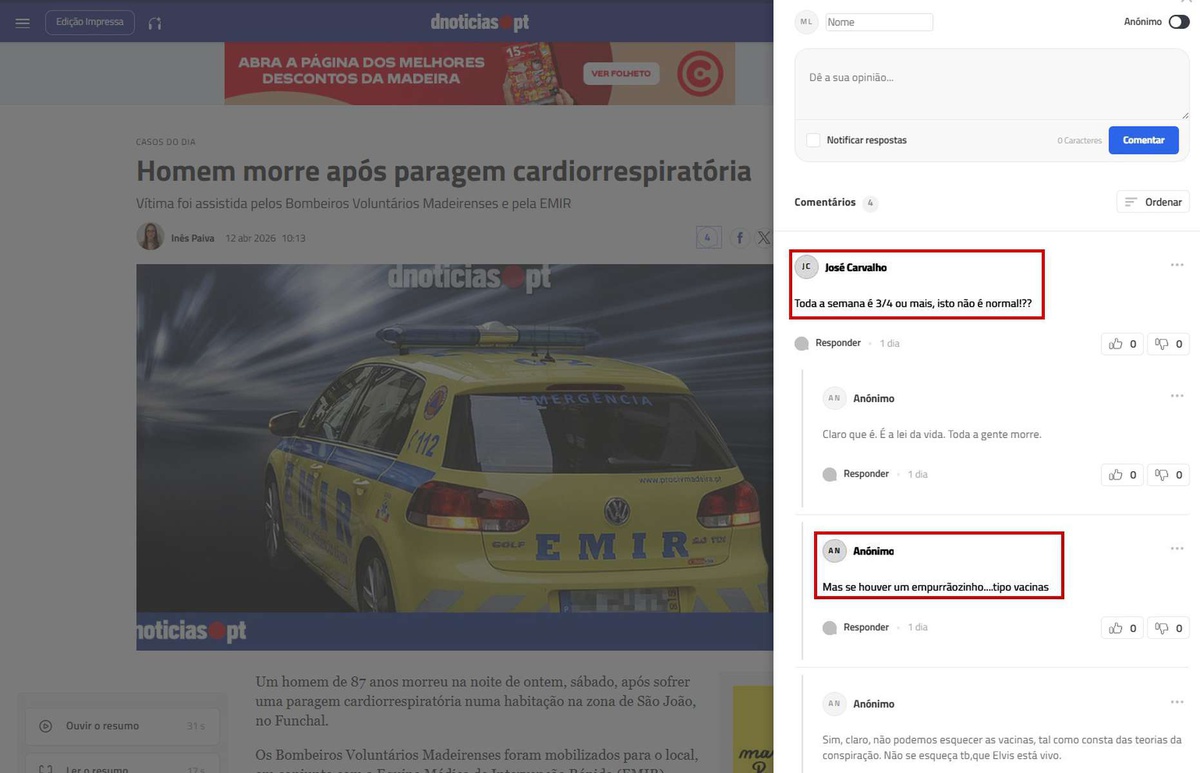 Por regra, notícias sobre ocorrências desta natureza geram vários comentários.&nbsp;