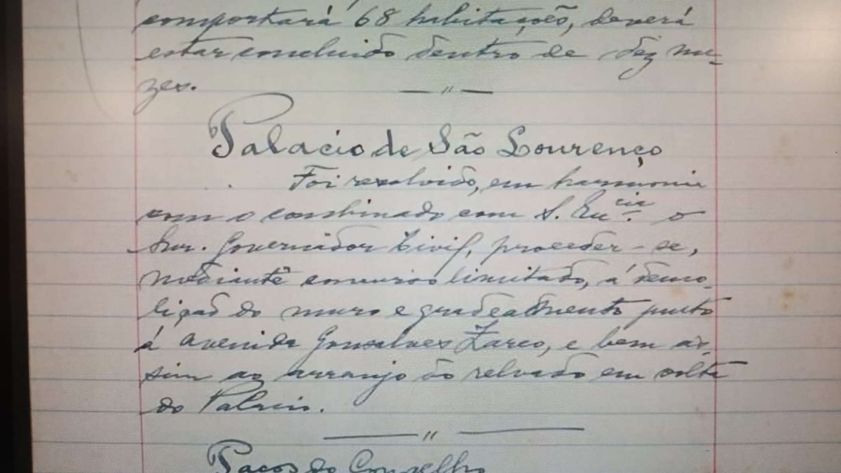 Excerto da acta da reunião da Comissão Administrativa do Funchal de 3 de Agosto de 1939