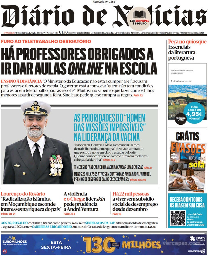 Crimes Com Vacinas Desemprego E Outras Noticias Nas Capas Dos Jornais Dnoticias Pt