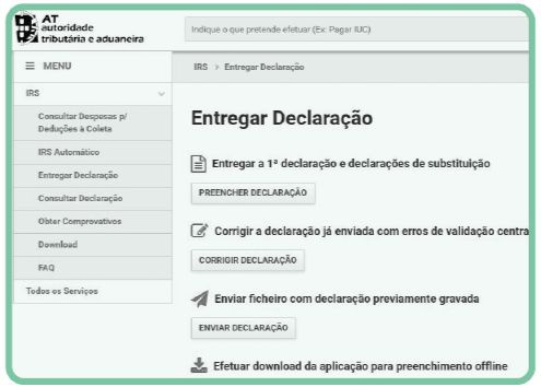 Clique em
"Preencher declaração" para descarregar o formulário guia