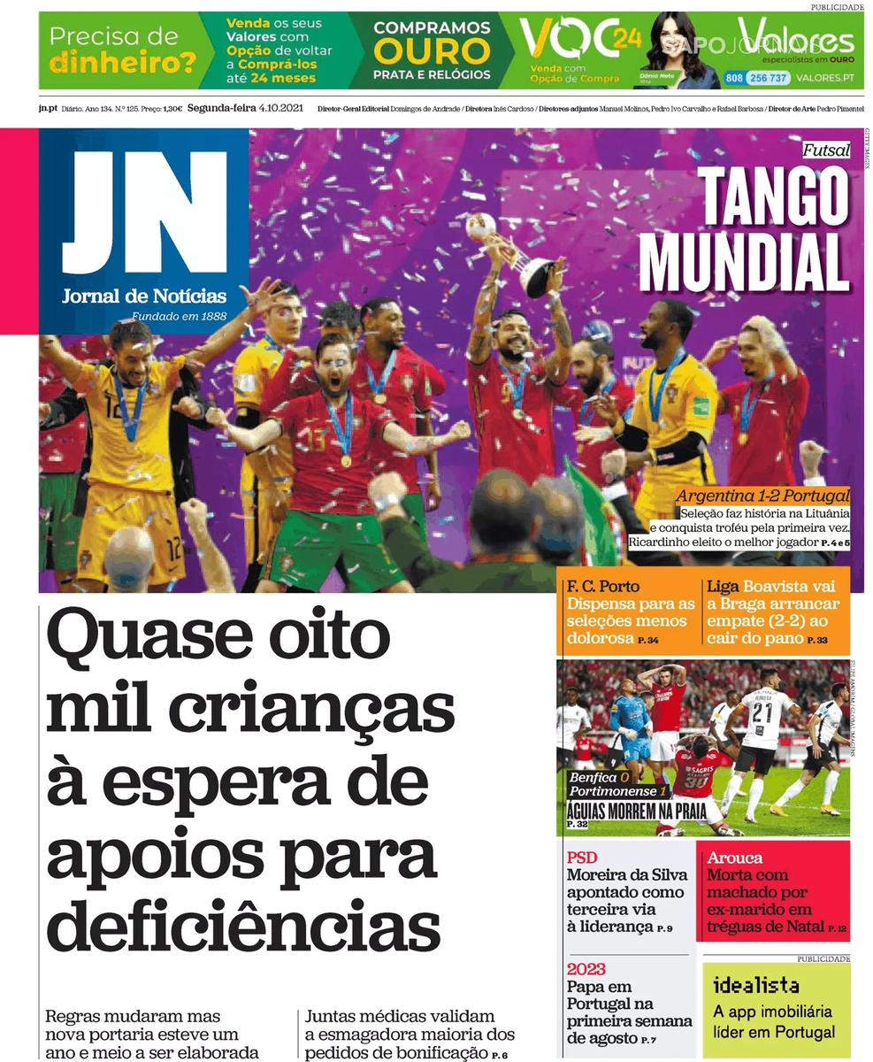 Portugal é campeão mundial de futsal pela primeira vez - Desporto - Jornal  de Negócios