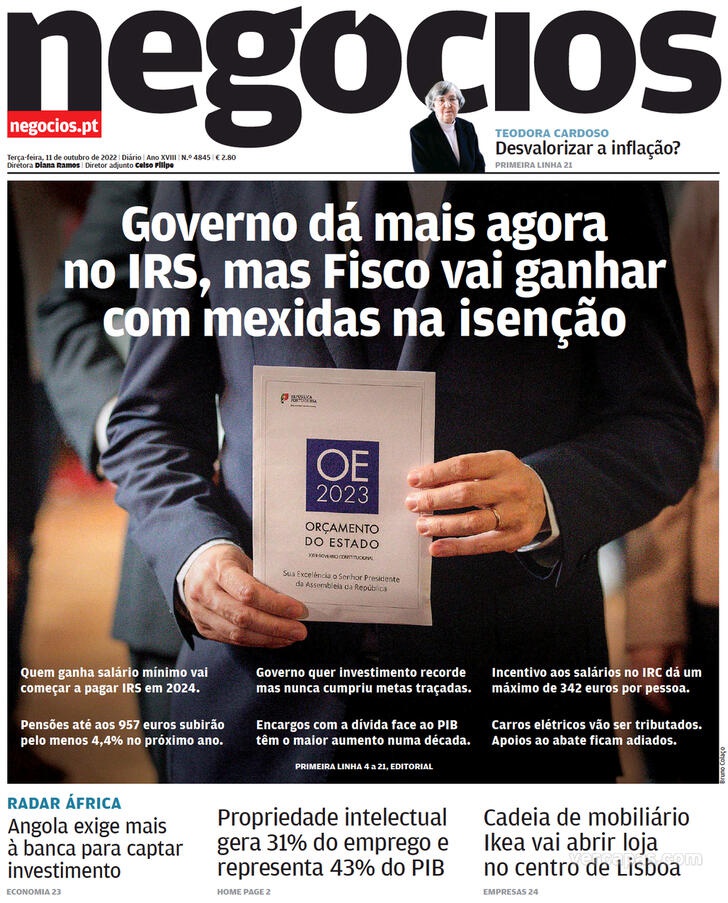 Capa Jornal O Jogo - 11 outubro 2022 