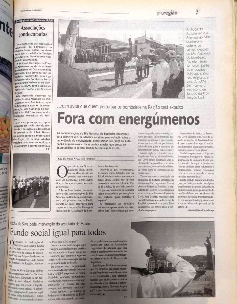 Página do Jornal da Madeira de 26 de Maio de 2008.&nbsp;