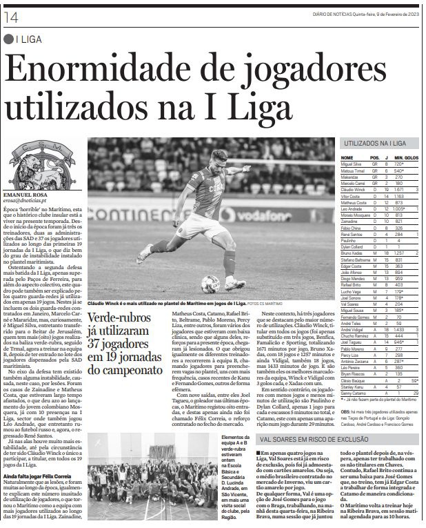 Recorte do DIÁRIO de 9 de Fevereiro de 2023