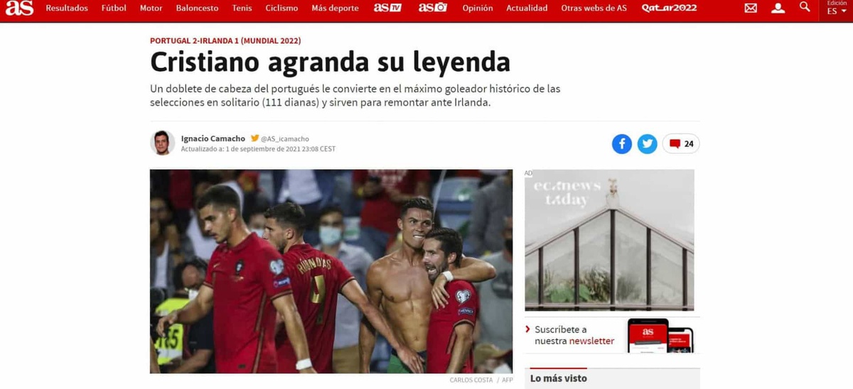 A lenda não tem fim. Imprensa mundial rendida ao novo feito de CR7 - Canal  Portugal