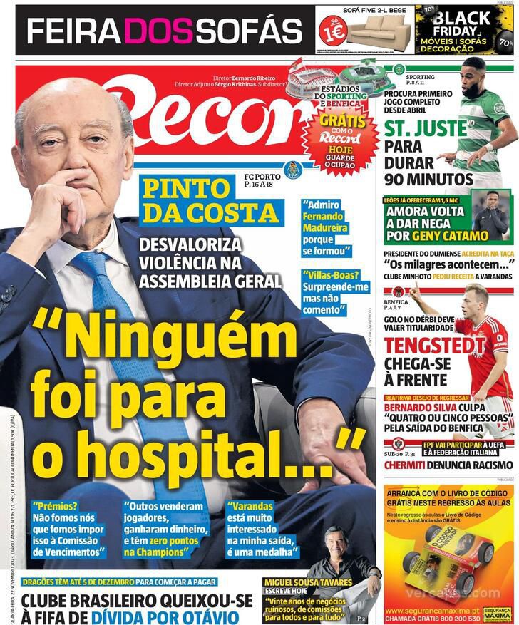 Não perca as cartas de Sporting e Benfica: grátis com o Record a partir de  hoje! - Iniciativas - Jornal Record