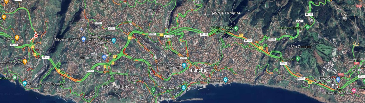 Imagem do Google Maps tirada pouco antes das 8h00.