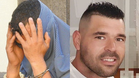 O arguido Eduardo Marcelino (41 anos), logo após a sua detenção, e a vítima mortal Francisco Artur (36 anos).