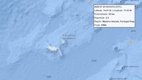 Imagem com a localização do sismo