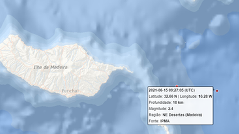 local do epicentro do sismo desta manhã