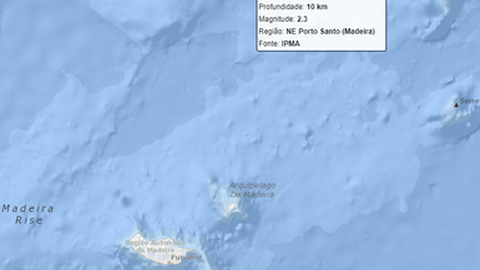 Localização do epicentro do sismo