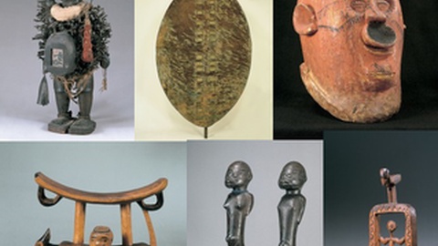 Alguns objectos de arte africana antiga no espólio da Sociedade de Geografia de Lisboa.&nbsp; &nbsp;Fotos DR/SGL