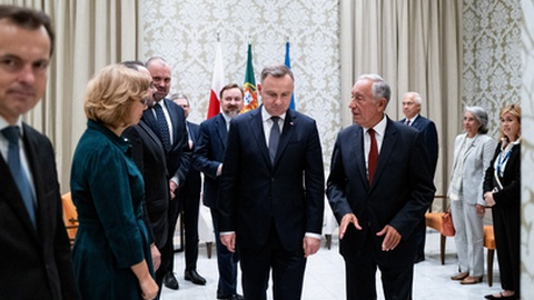 Presidente português recebeu ontem o seu homólogo polaco, na véspera do encontro do Grupo de Arraiolos. Foto Rui Ochoa/Presidência da República