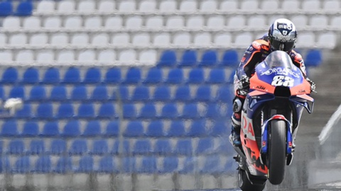 Miguel Oliveira vai correr em casa pela primeira vez, mas sem público.&nbsp; Foto&nbsp;JOE KLAMAR/AFP