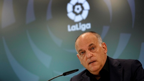 O presidente da Liga Espanhola, Javier Tebas. Foto Guillermo Martinez/EPA