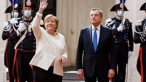 Chanceler alemã, Angela Merkel, e primeiro-ministro italiano, Mario Draghi.