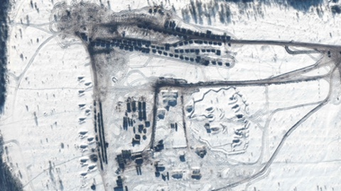 Foi a partir desta região fronteiriça que as primeiras forças russas entraram na Ucrânia a 24 de Fevereiro.&nbsp; &nbsp; Foto&nbsp;AFP/Maxar Technologies